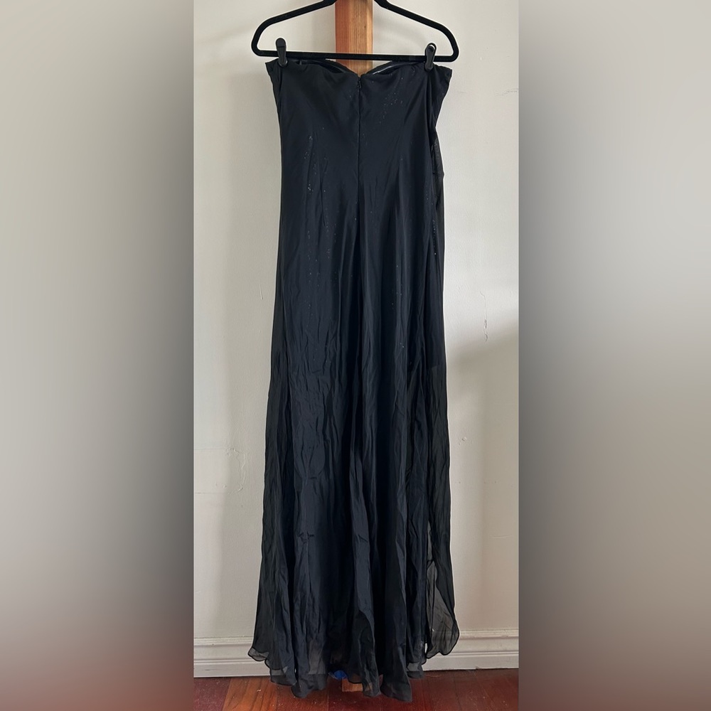 Aidan Mattox Black 100% Silk Lining Maxi Dress Size 12 - Picture 4 of 5